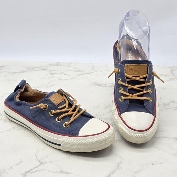Converse Chuck Taylor Shoreline Shoes Womens Size 6 Navy Tan Slip On Sneakers - Picture 1 of 11